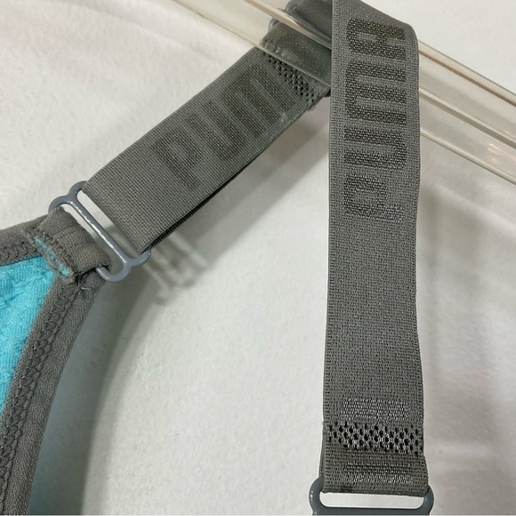 Puma Intimates Aqua Turquoise Blue Sports Bra M Padded Racer Back - Picture 5 of 9